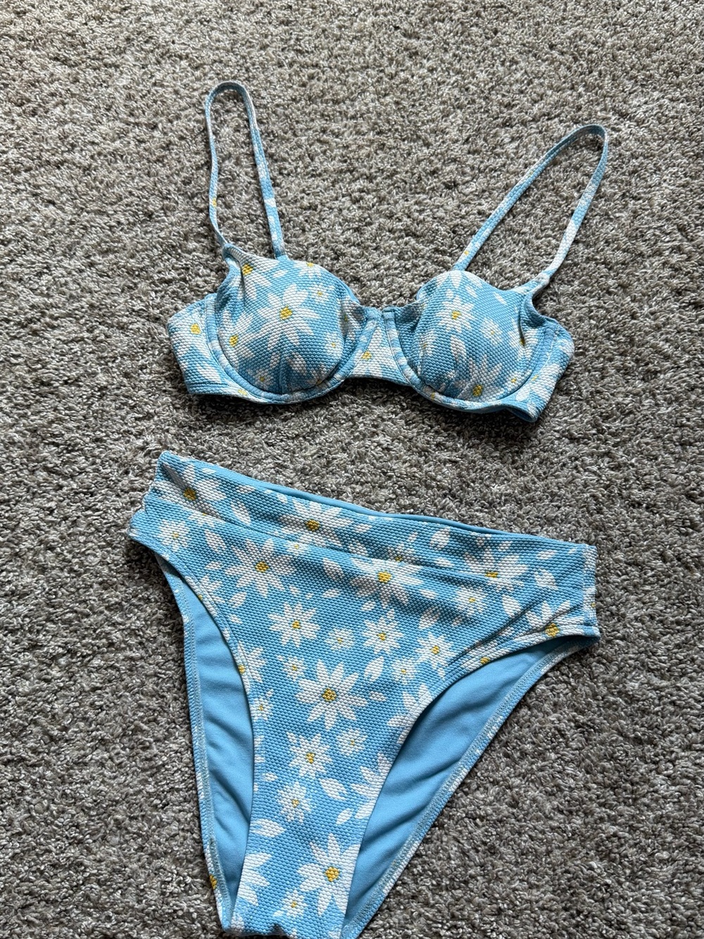 Blue Daisy Floral Bikini Set